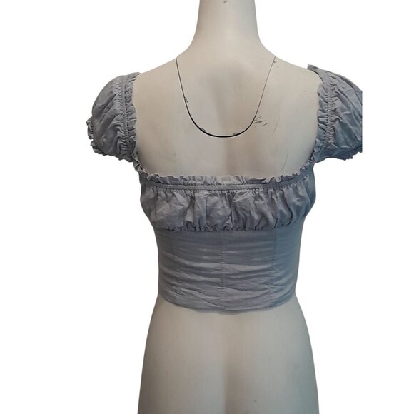 Princess Polly Size 2 Daisy Duke Underwire Linen Blend Corset Crop Top Baby Blue - Picture 5 of 6